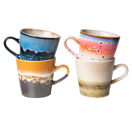 HKliving - Zestaw 4 kubków ceramicznych Americano 70s 260ml