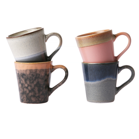 HKliving - Zestaw 4 kubków ceramicznych Espresso 70s 80ml