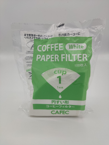 CAFEC Filtry papierowe do kawy tradycyjne białe cup1 100 sztuk