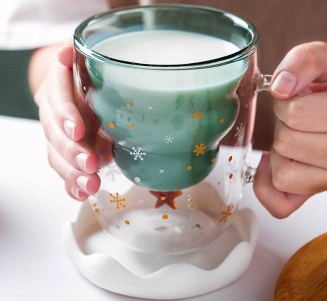 Szklanka z podwójną ścianką choinka 300ml