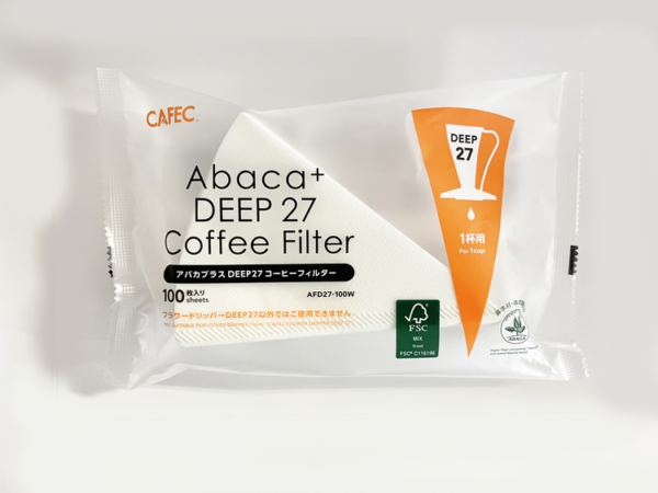 Filtry papierowe do kawy Cafec Deep 27 Abaca+ 100 sztuk, cup1
