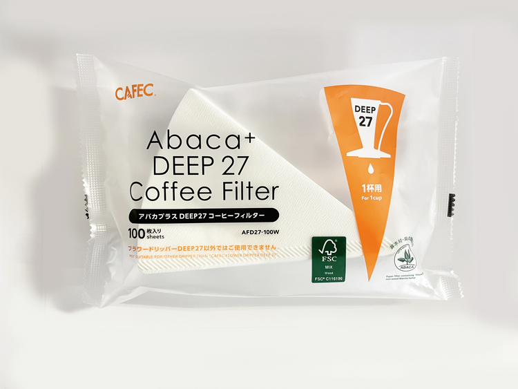 Filtry papierowe do kawy Cafec Deep 27 Abaca+ 100 sztuk, cup1