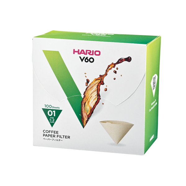 Hario Filtry papierowe do kawy brązowe - V60-01- 100 Sztuk