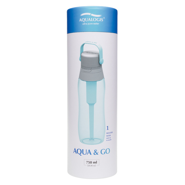 Butelka Filtrująca Aqualogis Aqua&Go Tritan – Niebieska 750ml