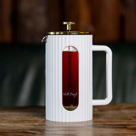 Vialli Design - French press Livio 1 l biało-złoty