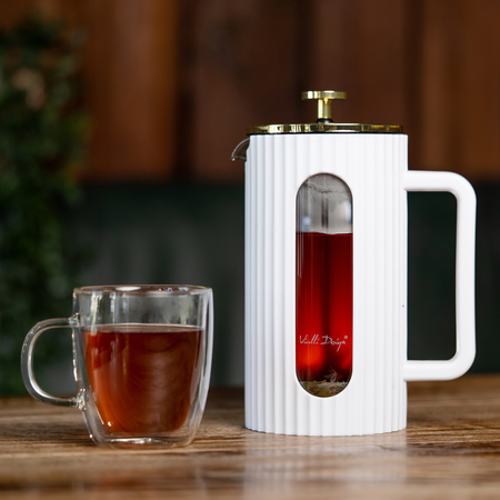 Vialli Design - French press Livio 1 l biało-złoty