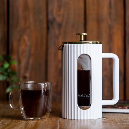 Vialli Design - French press Livio 1 l biało-złoty